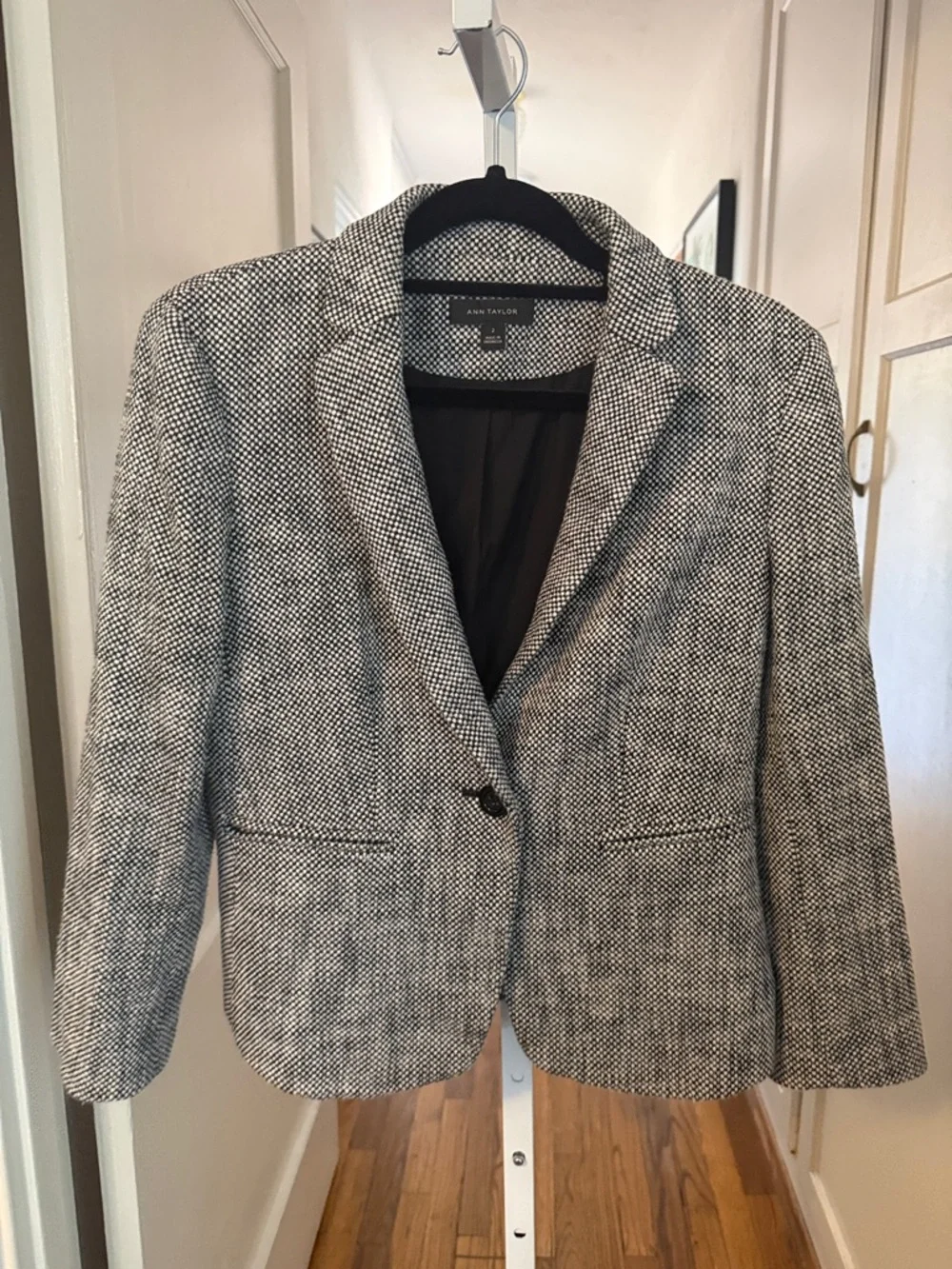 Ann Taylor Black and White Tweed Blazer